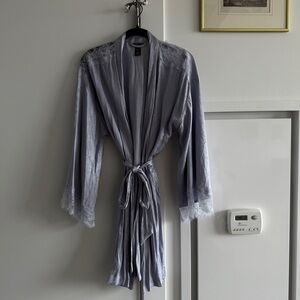 Victoria’s Secret Light Blue Jacquard Lace TrimRobe - Gray